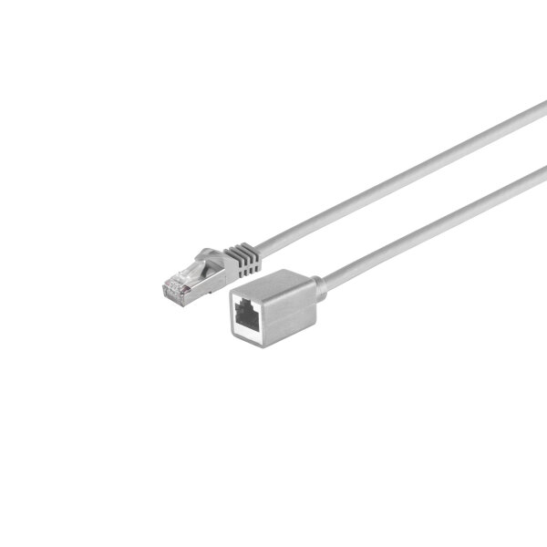 RJ45 Patchkabelverlängerung mit Rohkabel CAT 7, S/FTP, PIMF, Halogenfrei, grau, 1,0m