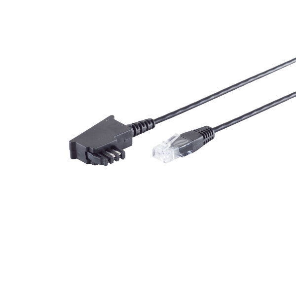 TAE-F Stecker auf RJ45 Stecker, VDSL Routerkabel, schwarz, 0,5m