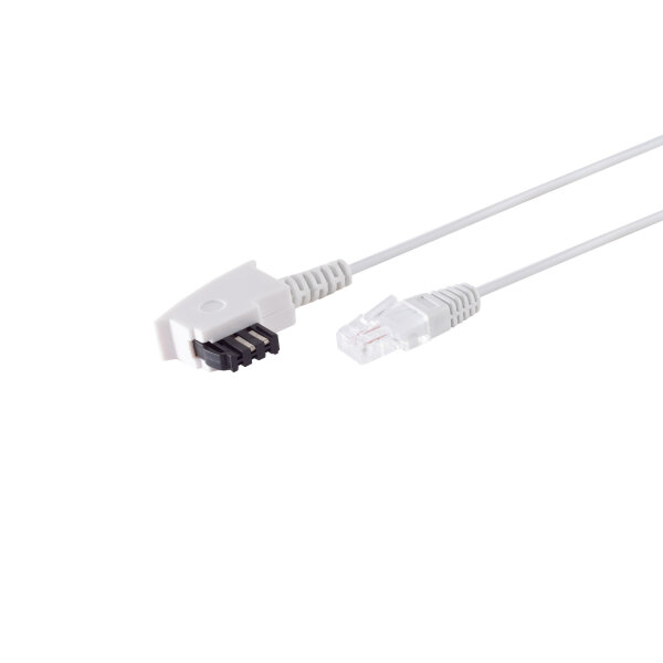 TAE-F Stecker auf RJ45 Stecker, VDSL Routerkabel, weiß, 0,5m