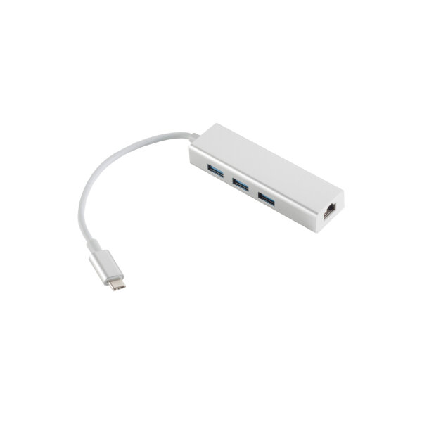 Adapter, USB 3.1 C/ RJ45 Ethernet + 3x USB Buchse