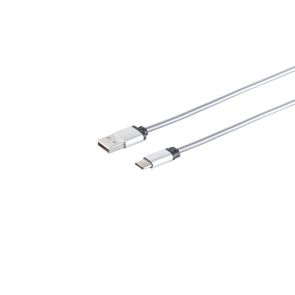 USB Lade-Sync Kabel A/ Type 3.1 C  Steel Silber 1m