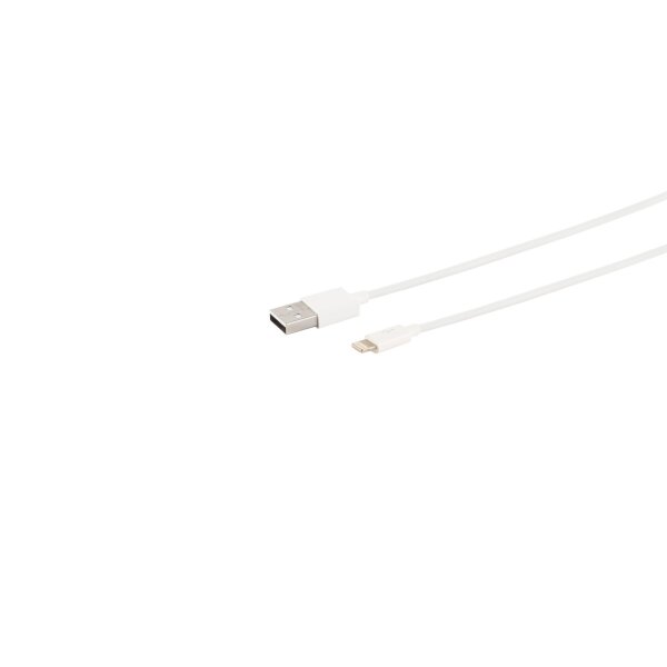 USB Lade-Sync Kabel, USB A Stecker auf 8-Pin Stecker, 2.0, ABS, weiß, 0,5m