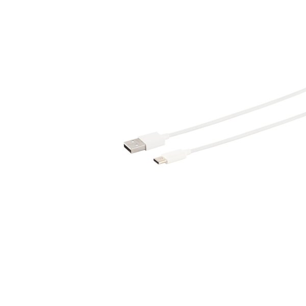 USB Lade-Sync Kabel, USB A Stecker auf USB-C Stecker, 2.0, ABS, weiß, 1,0m