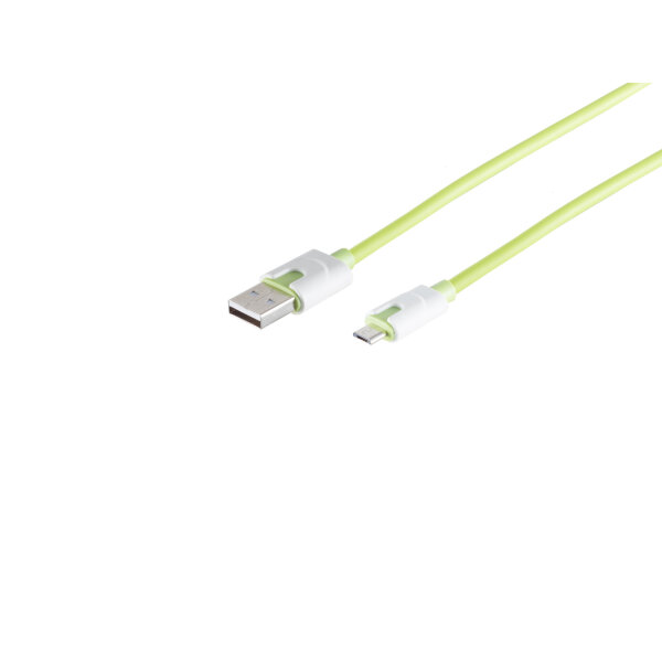 USB-Ladekabel A Stecker auf Micro B, grün, 0,3m