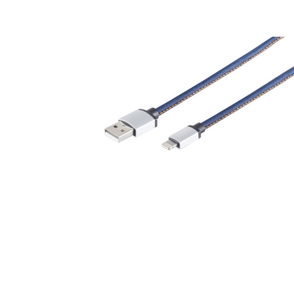 USB-Ladekabel A Stecker auf 8-pin Stecker, blau 2m