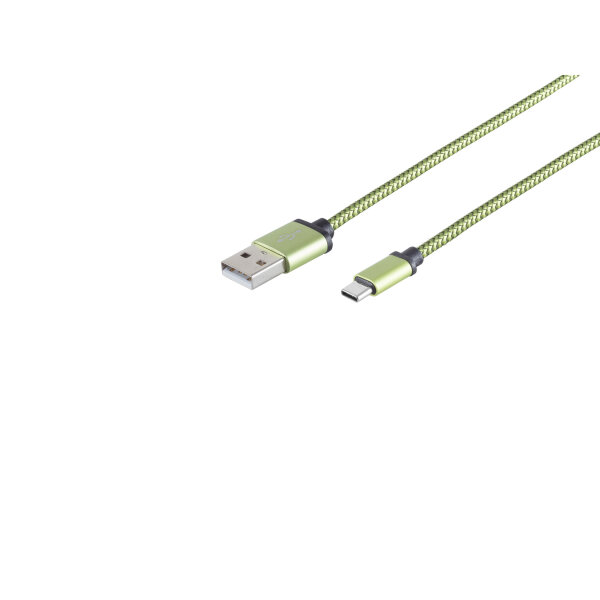 USB-Ladekabel A Stecker auf USB Typ C grün 0,9m