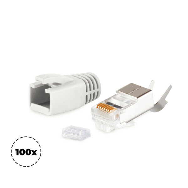 Stecker SET für Verlegekabel bis AWG 23 grau VE100