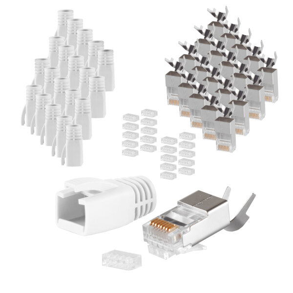 Stecker SET für Verlegekabel bis AWG 23 weiß VE 20