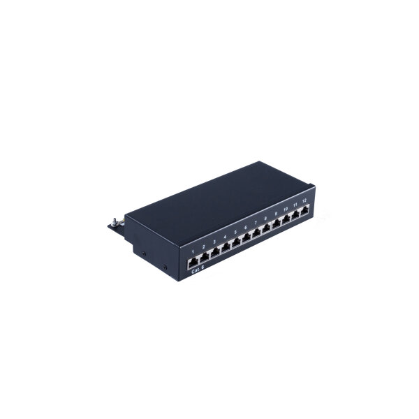 Patchpanel Patchfeld Cat.6, 12-Port schwarz