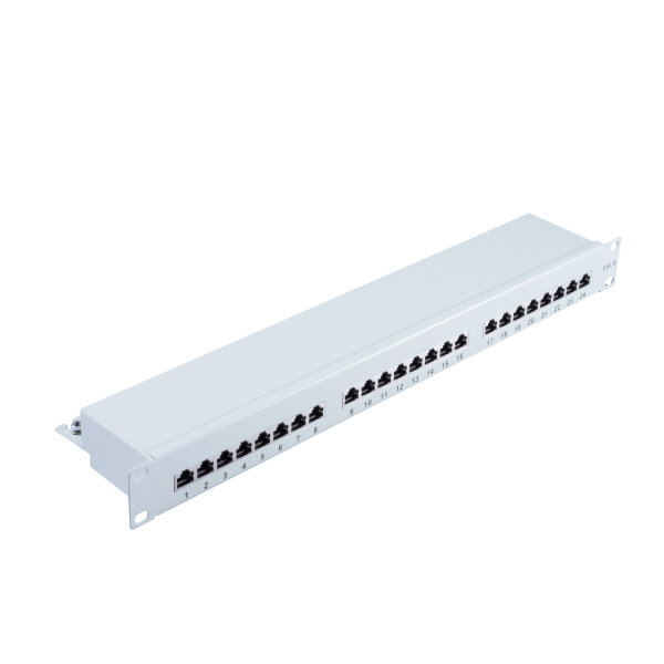 Patchpanel Patchfeld Cat.6, 24-Port lichtgrau