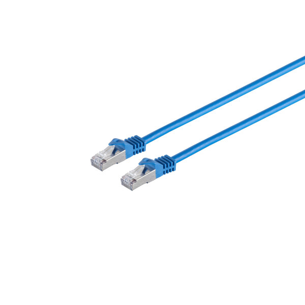 RJ45 Patchkabel m. CAT 7 Rohkabel  PIMF blau 0,25m