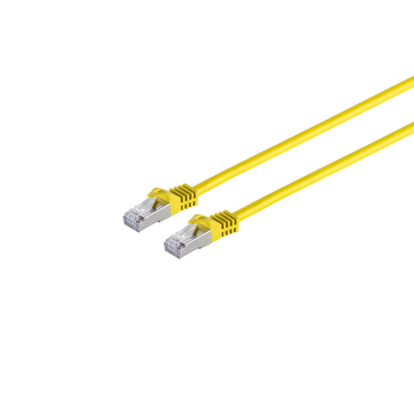 RJ45 Patchkabel m. CAT 7 Rohkabel  PIMF gelb 0,25m