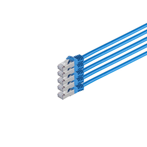 RJ45 Patchkabel m. CAT 7 Rohkabel  PIMF blau 0,5m