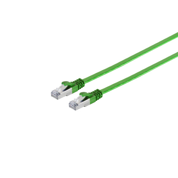 RJ45 Flachkabel m. CAT 7 Rohkabel slim grün 0,25m