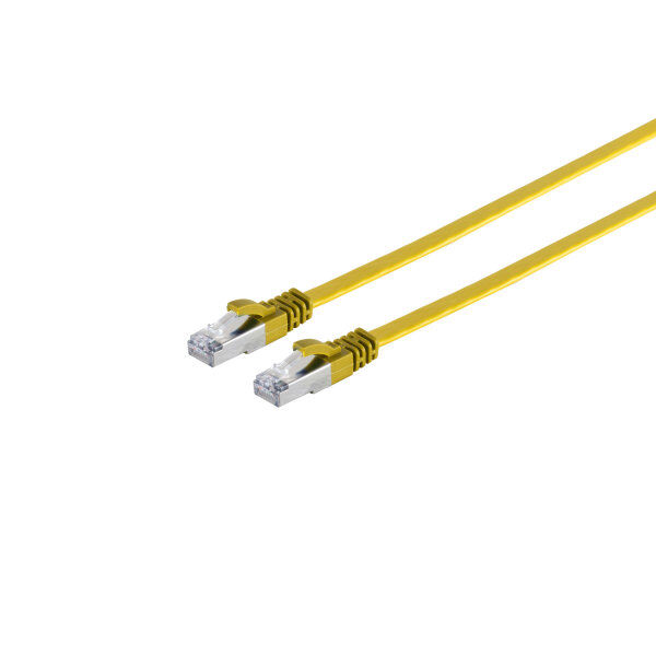 RJ45 Flachkabel m. CAT 7 Rohkabel slim gelb 0,25m