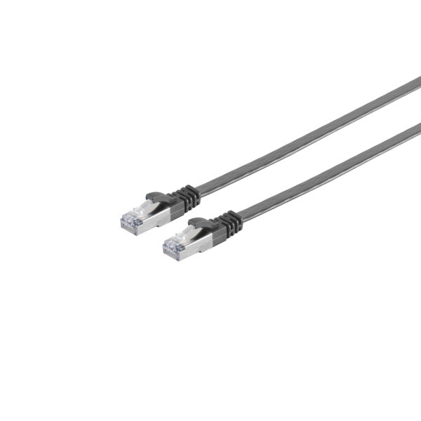 RJ45 Flachkabel m. CAT 7 Rohkabel slim sw 2m