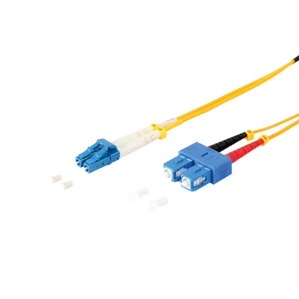 Duplex Patchkabel LC/SC 9/125µ, OS1/OS2 gelb 3m