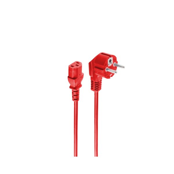 shiverpeaks®--Netzanschlusskabel, Schutzkontaktstecker 90° auf Kaltgerätebuchse, VDE, rot, 3,0m