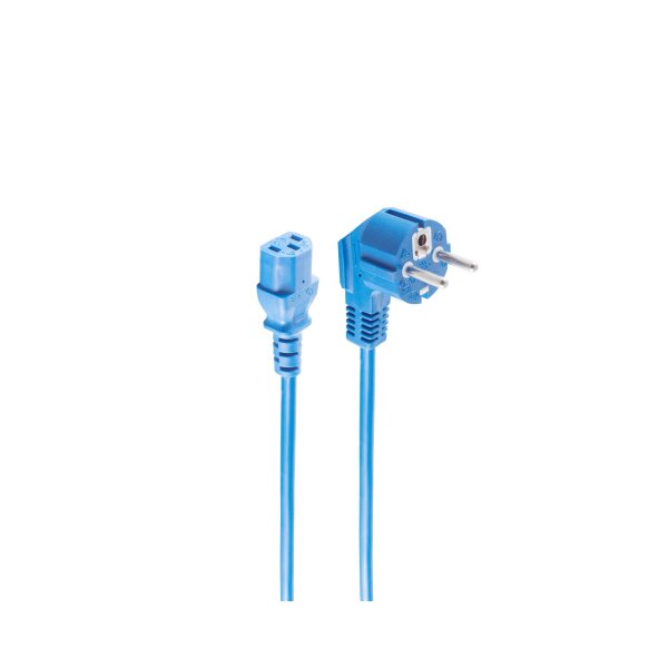 shiverpeaks®--Netzanschlusskabel, Schutzkontaktstecker 90° auf Kaltgerätebuchse, VDE, blau, 5,0m