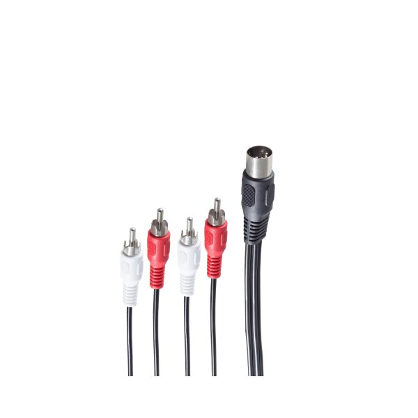 shiverpeaks®--Diodenkabel-DIN Kabel-Diodenstecker 5-pol. auf 4 Cinchstecker 1,5m