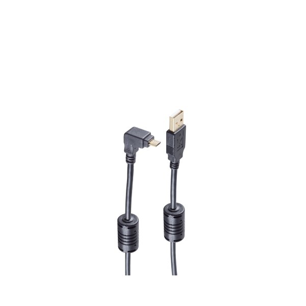 shiverpeaks®--USB Kabel 2.0, USB A Stecker auf USB Micro B Stecker 180° Winkel, oben, 1m