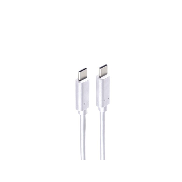 shiverpeaks®--USB-C Verbindungskabel--3.2 USB-C Stecker auf USB-C Stecker, Gen 2x2 weiß, 0,25m