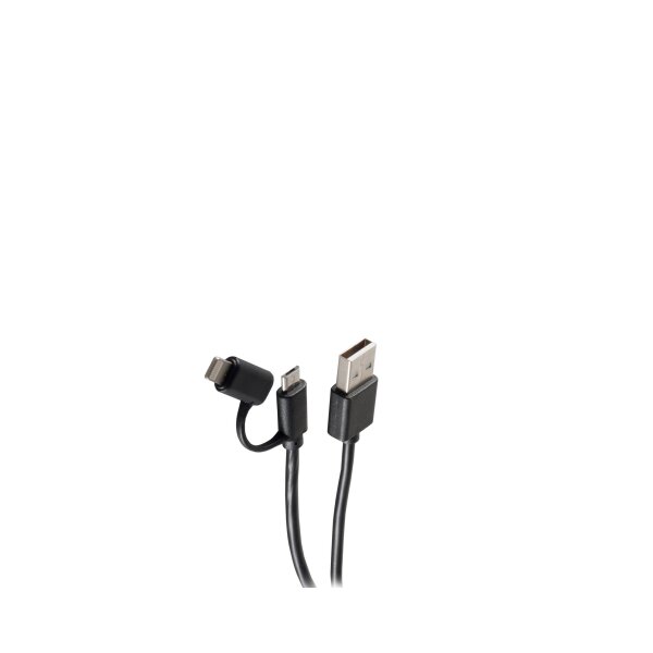 shiverpeaks®--USB Lade-Sync Kabel 2in1, USB A Stecker auf USB Micro B + 8-pin Stecker 1m