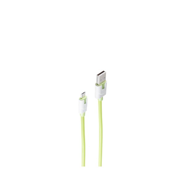 shiverpeaks®--USB Ladekabel, USB-A-Stecker auf USB Micro B Stecker, grün, 0,3m