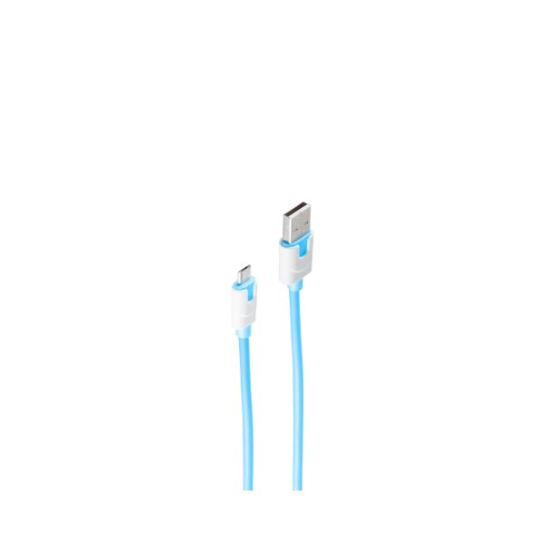 shiverpeaks®--USB Ladekabel, USB-A-Stecker auf USB Micro B Stecker, blau, 2m