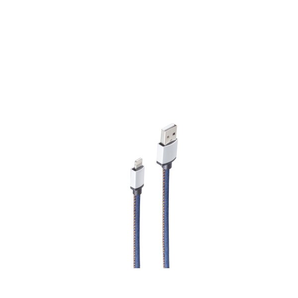 shiverpeaks®--8-pin Ladekabel, USB-A-Stecker auf 8-pin Stecker, Jeans, blau, 1m