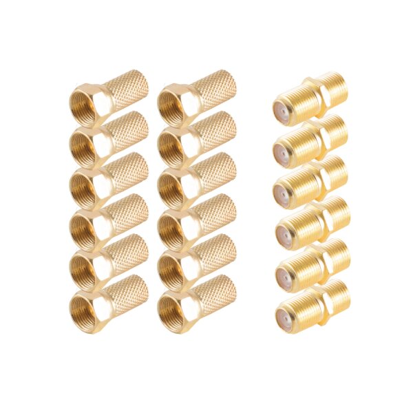 shiverpeaks®--Adapter-Stecker SET, SAT-F Verbinder und F Stecker 6,7mm für SAT- Koalxiakabel