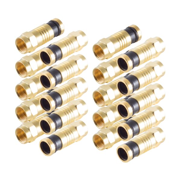 shiverpeaks®--Stecker-SET, 10x F-Kompressionsstecker vergoldet für Kabel 7,2mm