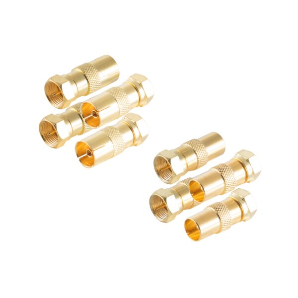 shiverpeaks®--Adapter-SET, 2x IEC-Buchse auf F-Stecker +  2x IEC-Stecker auf F-Stecker, vergoldet