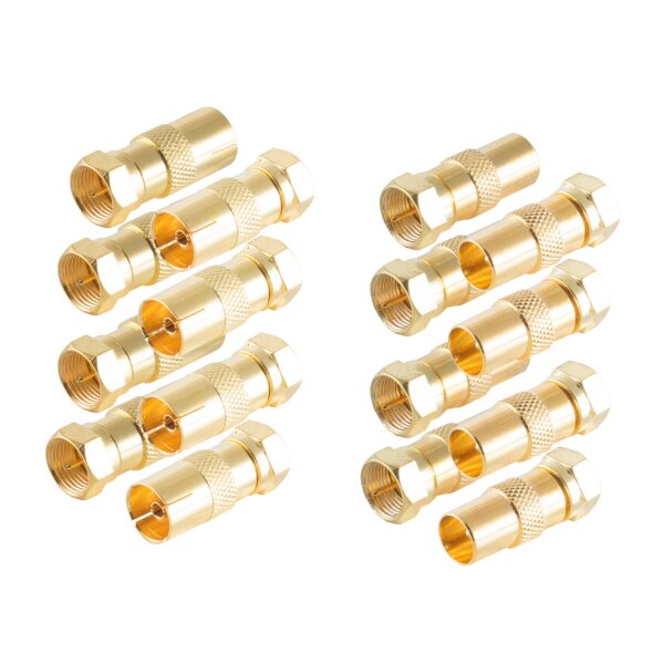 shiverpeaks®--Adapter-SET, 4x IEC-Buchse auf F-Stecker +  4x IEC-Stecker auf F-Stecker, vergoldet