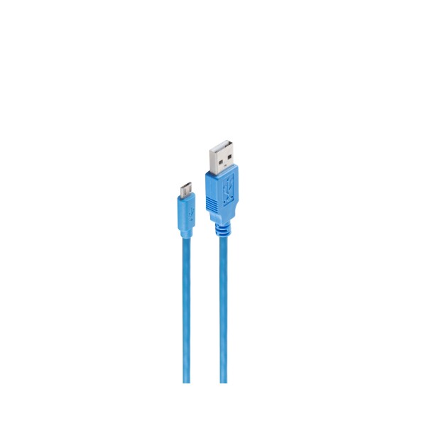 shiverpeaks®--USB-Lade- und Synckabel USB A Stecker auf USB micro B Stecker, Nylon blau, 1,2m