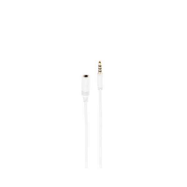 shiverpeaks®--Klinkenverlängerung, 4-pol. 3,5mm Stecker auf Buchse, slim Stecker, weiß, 0,5m