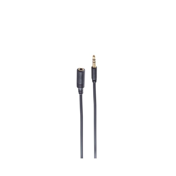 shiverpeaks®--Slim Klinkenverlängerung-- 3,5mm Stecker auf 3,5mm Kupplung, vergoldet, schwarz, 1,5m