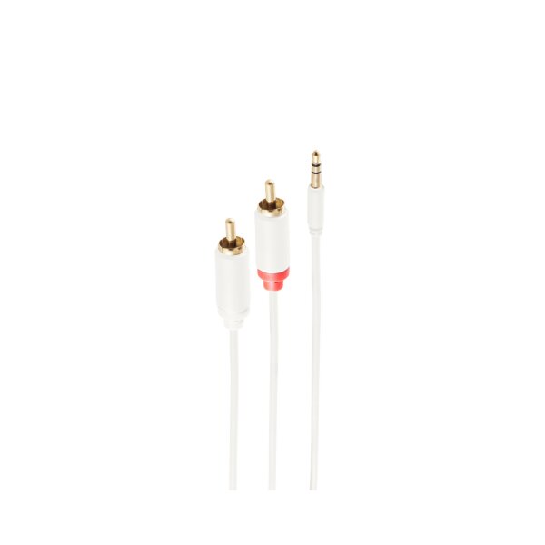 shiverpeaks®--Slim Audiokabel-- 3,5mm Stecker auf 2x Cinchstecker, vergoldet, weiß, 1,5m