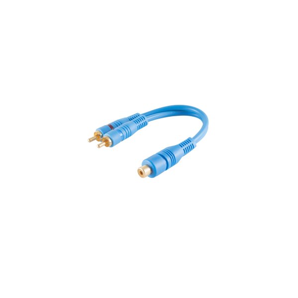 shiverpeaks®--Audio-Cinch Adapter, Cinchkupplung auf 2 Cinchstecker, doppelt geschirmt, blau 0,2m