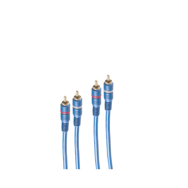 shiverpeaks®--Audio-Cinchkabel, 2 Stecker / 2 Stecker, TWIN Kabel mit Remoteleitung, blau, 5,0m