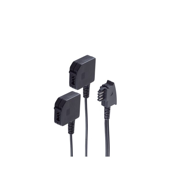 shiverpeaks®--Telefonadapter, TAE F-Stecker auf 2 TAE F-Kupplungen, 0,2m