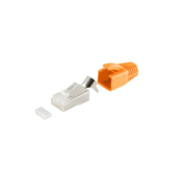 shiverpeaks®--Netzwerk Modular Stecker RJ45 SET für Verlegekabel bis AWG 23, Stecker, orange VE 1