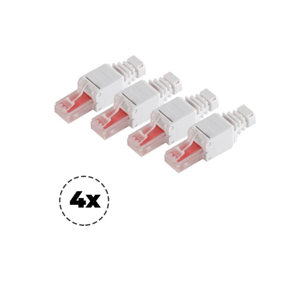 shiverpeaks®--cat. 6 Tool-less RJ45 Stecker mit Knickschutz ungeschirmt--VE4