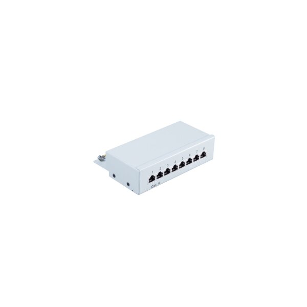 shiverpeaks®--Mini Patchpanel/ Patchfeld Cat.6 Desktop Gehäuse 8-Port lichtgrau