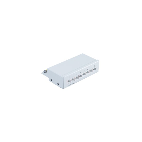 shiverpeaks®--Mini Patchpanel/ Patchfeld Cat.6A, geschirmt 500 MHz, Desktop Gehäuse 8-Port lichtgrau