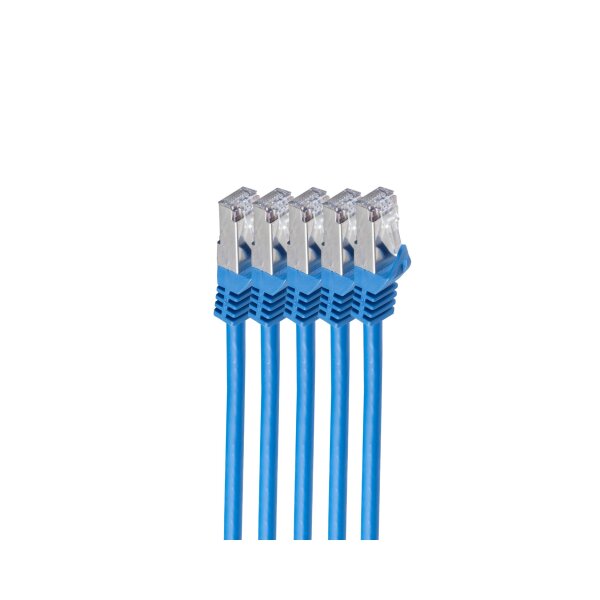 shiverpeaks®--Netzwerkkabel-RJ45 Patchkabel S/FTP,PIMF, Rohkabel CAT 7 Halogenfrei VE5, blau, 0,25m