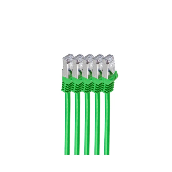 shiverpeaks®--Netzwerkkabel-RJ45 Patchkabel S/FTP,PIMF, Rohkabel CAT 7 Halogenfrei VE5, grün, 0,25m