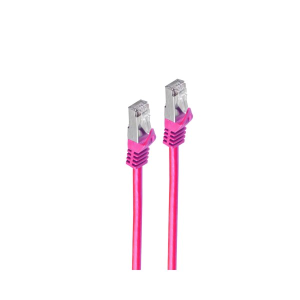 shiverpeaks®--RJ45 Patchkabel S/FTP,PIMF, Rohkabel CAT 7 Halogenfrei, magenta, 0,25m