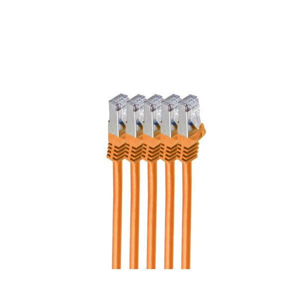 shiverpeaks®--Netzwerkkabel-RJ45 Patchkabel S/FTP,PIMF, Rohkabel CAT 7 Halogenfrei VE5 orange 0,25m