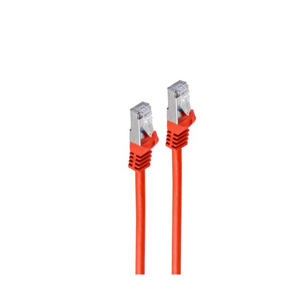 shiverpeaks®--RJ45 Patchkabel S/FTP,PIMF, Rohkabel CAT 7 Halogenfrei, rot, 0,25m